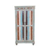 Rainbow Indian Reclaimed Wood Tall Storage Cabinet